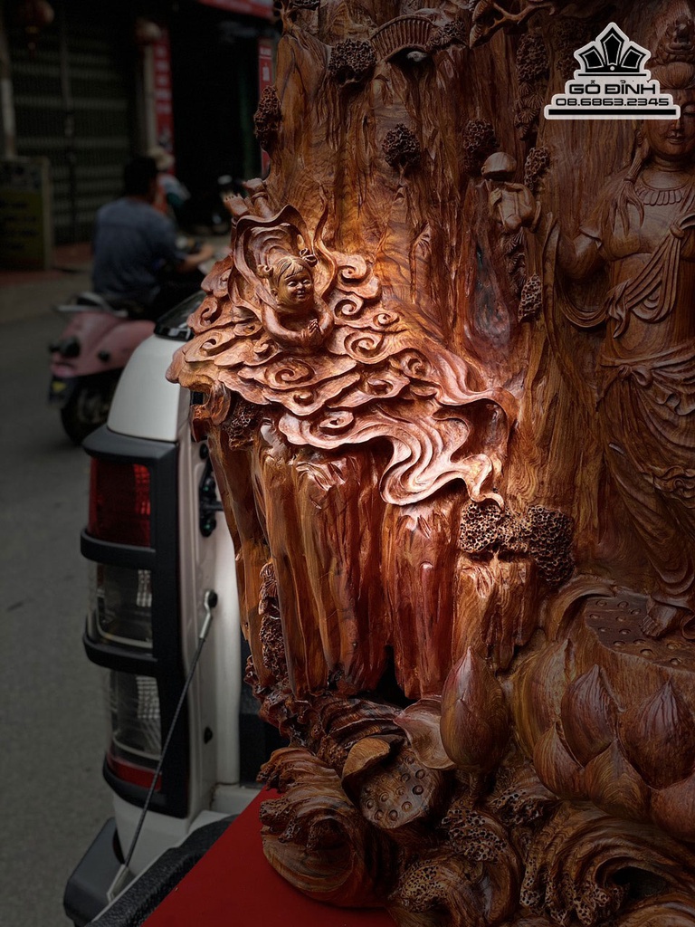 Tượng Nhất Tâm Bái Phật Gỗ Cẩm Liền Khối Cao 102 Ngang 90 Sâu 45 (cm) 4