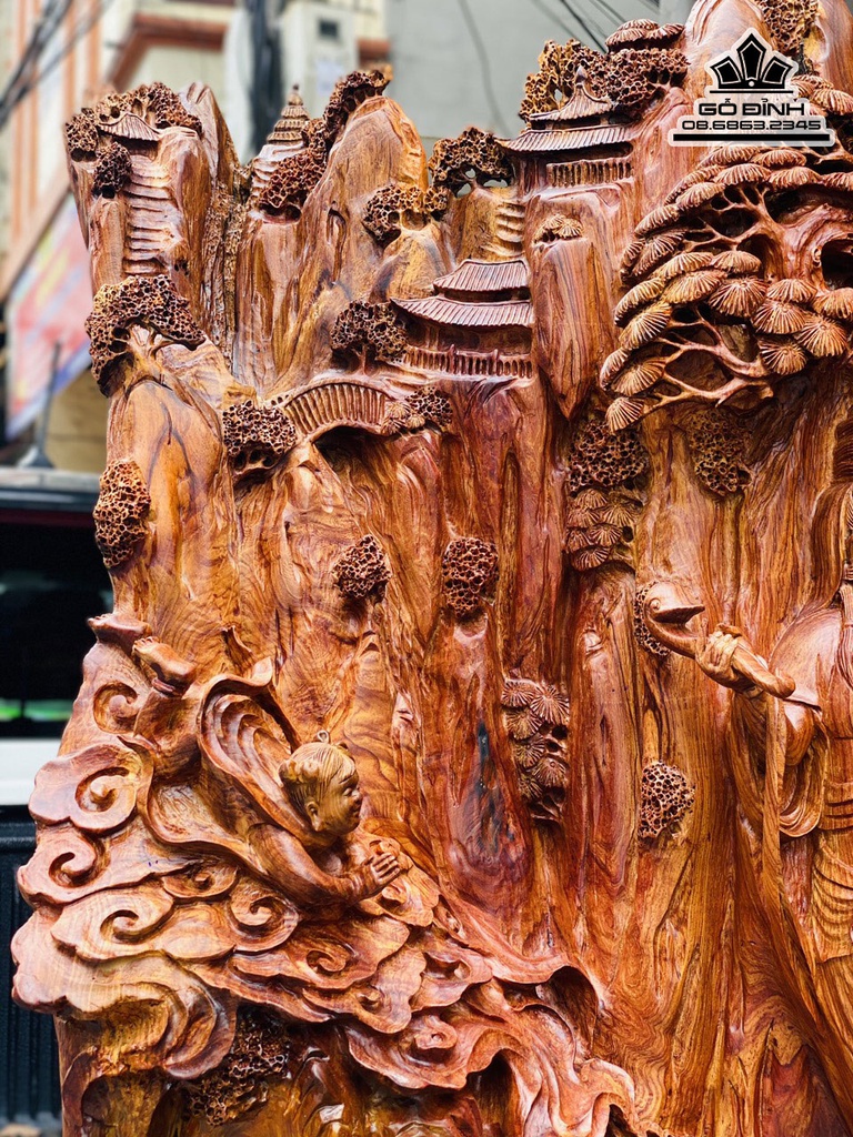 Tượng Nhất Tâm Bái Phật Gỗ Cẩm Liền Khối Cao 102 Ngang 90 Sâu 45 (cm)5