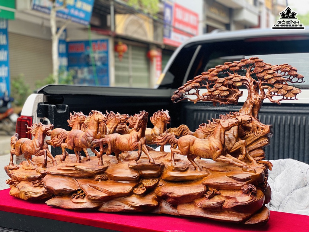 Tượng Bát Mã Truy Phong Gỗ Cẩm Liền Khối Cao 63 Ngang 107 Sâu 31 (cm)5