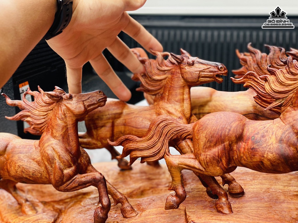 Tượng Bát Mã Truy Phong Gỗ Cẩm Liền Khối Cao 63 Ngang 107 Sâu 31 (cm) 8