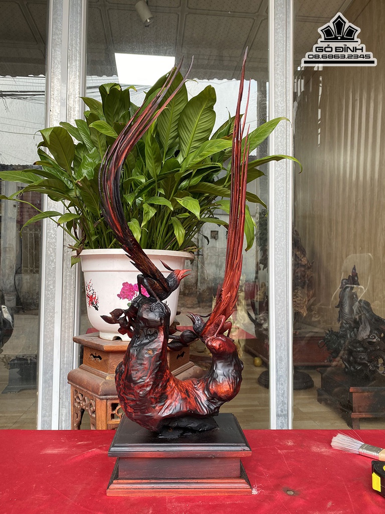 Tượng Chim Trĩ Gỗ Trắc Cao 65 Ngang 28 Sâu 18 (cm) 0