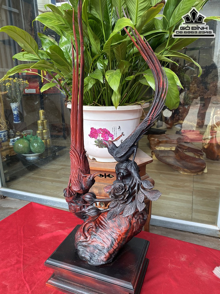 Tượng Chim Trĩ Gỗ Trắc Cao 65 Ngang 28 Sâu 18 (cm) 1