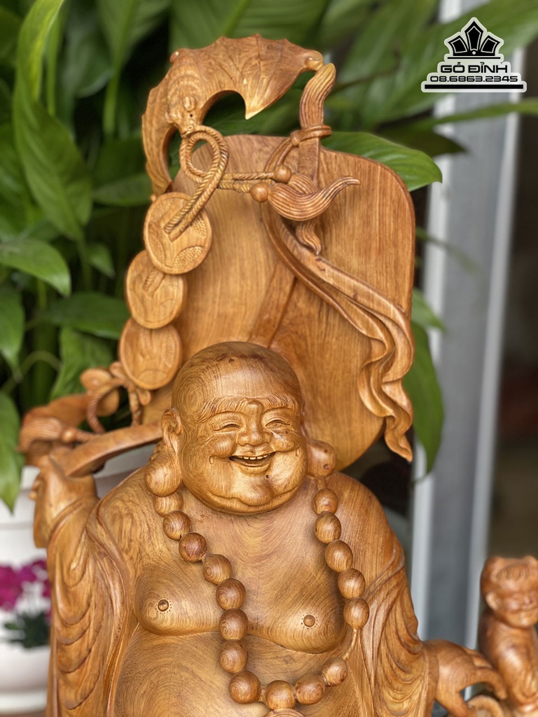 Tượng Di Lặc Gỗ Hương Liền Khối Cao 75 Ngang 43 Sâu 33 (cm) 4