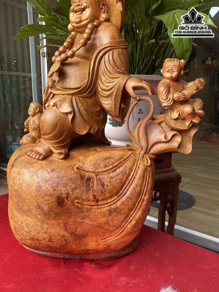Tượng Di Lặc Gỗ Hương Liền Khối Cao 75 Ngang 43 Sâu 33 (cm)6