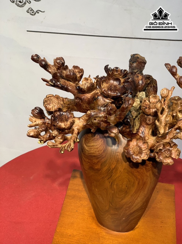Bình Bông Mai Điểu Gỗ Cẩm Cao 28 Ngang 46 Sâu 21 (cm) 2