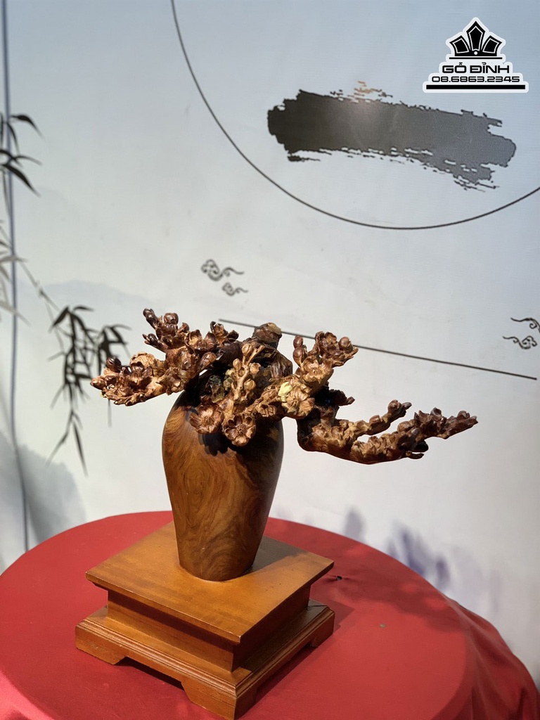 Bình Bông Mai Điểu Gỗ Cẩm Cao 28 Ngang 46 Sâu 21 (cm) 4