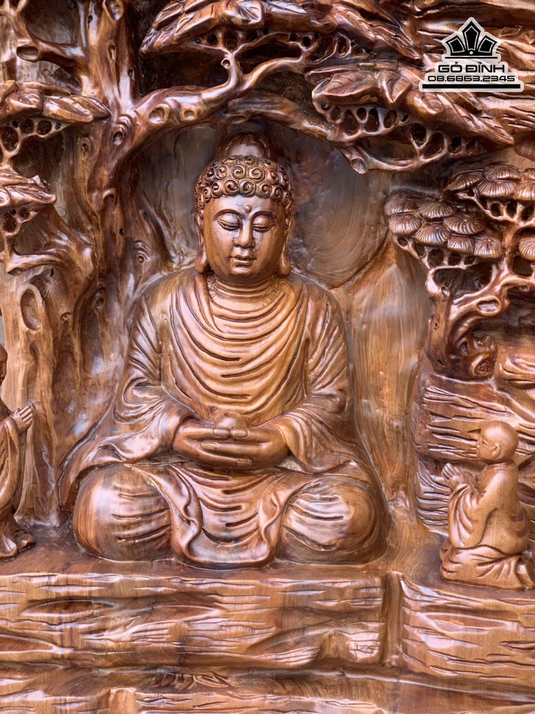 Tượng Phật A Di Đà Gỗ Ngọc Am Liền Khối Cao 68 Ngang 43 Sâu 13 (cm) 3