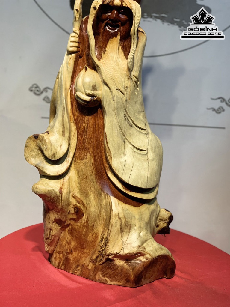 Tượng Ông Thọ Gỗ Hương Ta Liền Khối Cao 76 Ngang 29 Sâu 21 (cm) 1