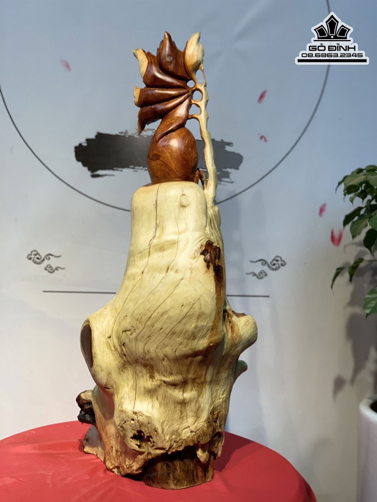 Tượng Ông Thọ Gỗ Hương Ta Liền Khối Cao 76 Ngang 29 Sâu 21 (cm) 3