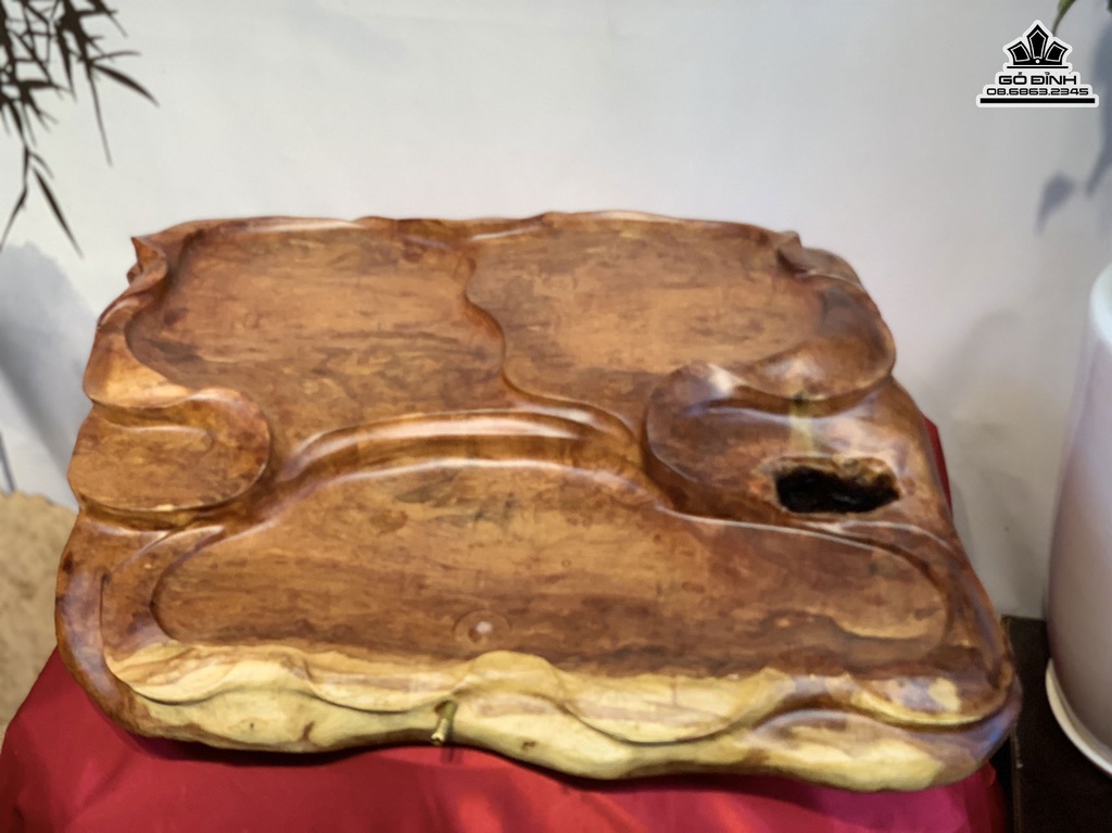 Khay Trà Gỗ Hương Liền Khối Dài 60 Rộng 52 Dày 15 (cm) 4