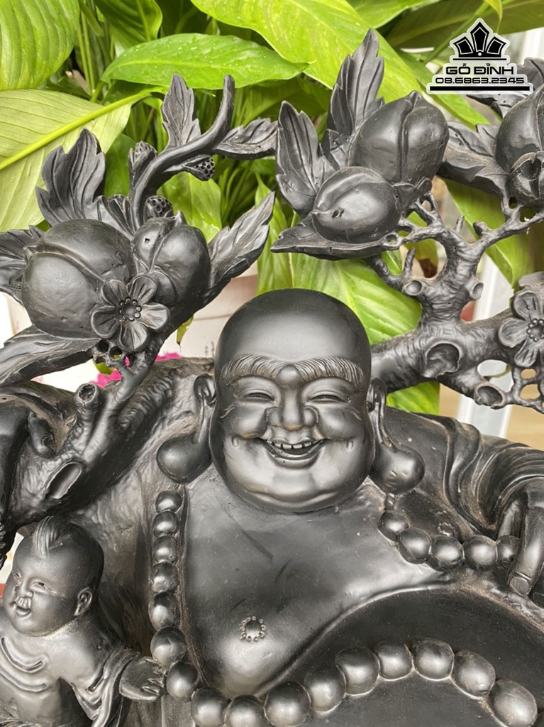 Tượng Di Lặc Tam Phúc Gỗ Mun Cao 41 Ngang 60 Sâu 32 (cm) 0