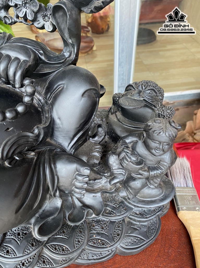 Tượng Di Lặc Tam Phúc Gỗ Mun Cao 41 Ngang 60 Sâu 32 (cm) 1