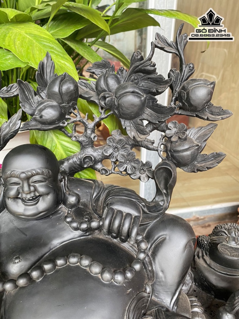 Tượng Di Lặc Tam Phúc Gỗ Mun Cao 41 Ngang 60 Sâu 32 (cm) 3