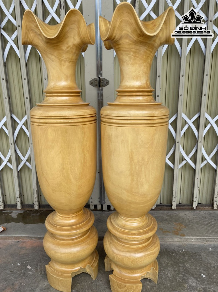 Cặp Lục Bình Gỗ Mít Cao 100 Đường Kính 24.5 (cm) 1
