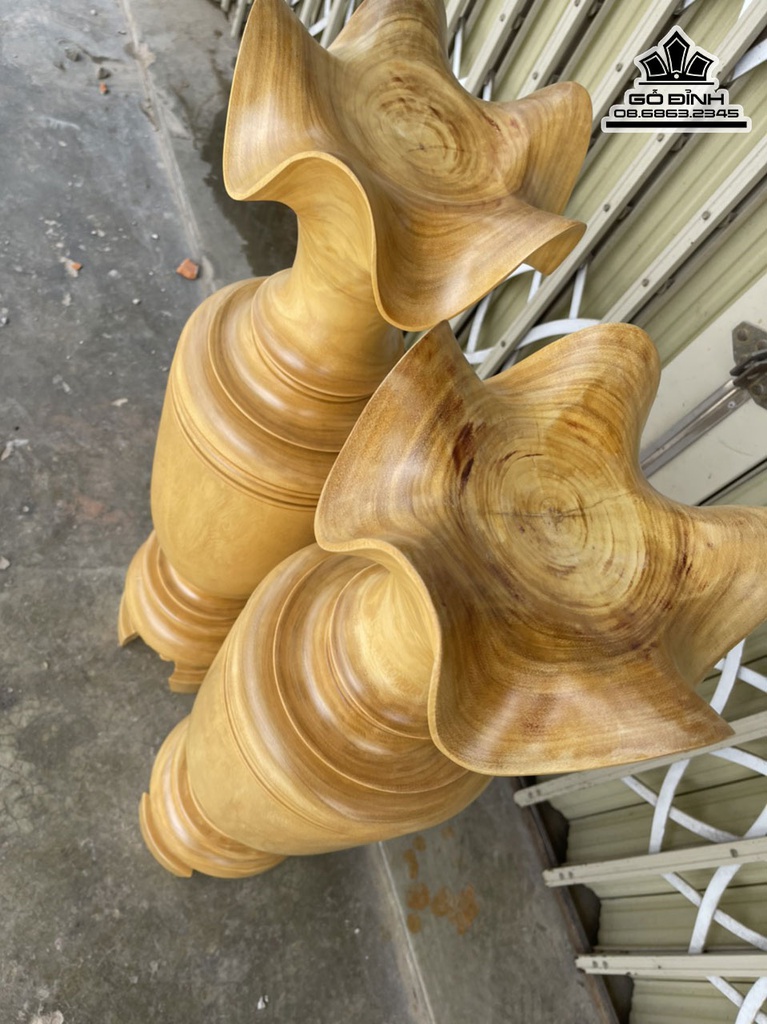 Cặp Lục Bình Gỗ Mít Cao 100 Đường Kính 24.5 (cm) 3