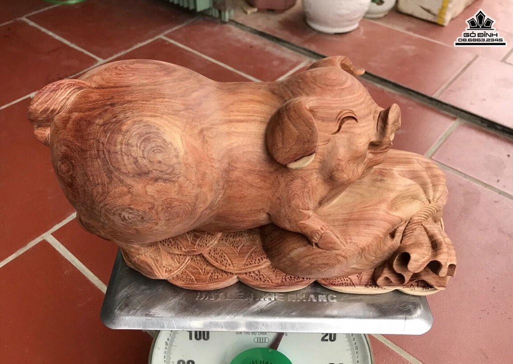 Tượng Heo Gỗ Hương Cao 21 Ngang 40 Sâu 20 (cm) 0