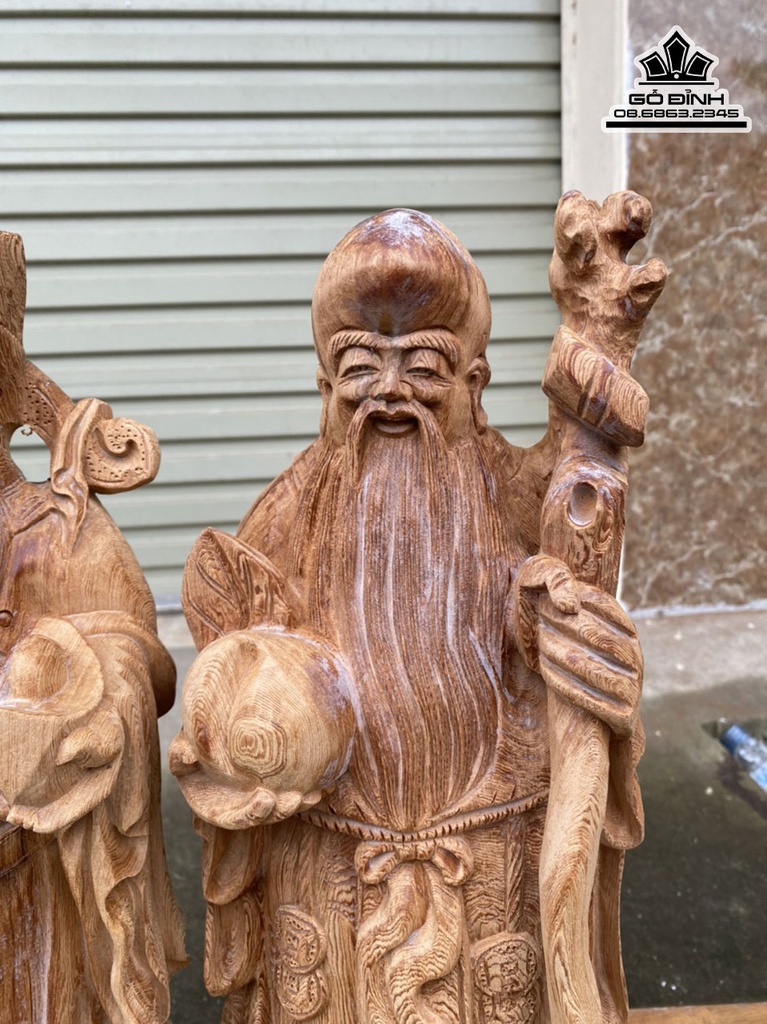 Tượng Phúc Lộc Thọ Gỗ Ngọc Am Cao 48 Ngang 17 Sâu 14 (cm) 2