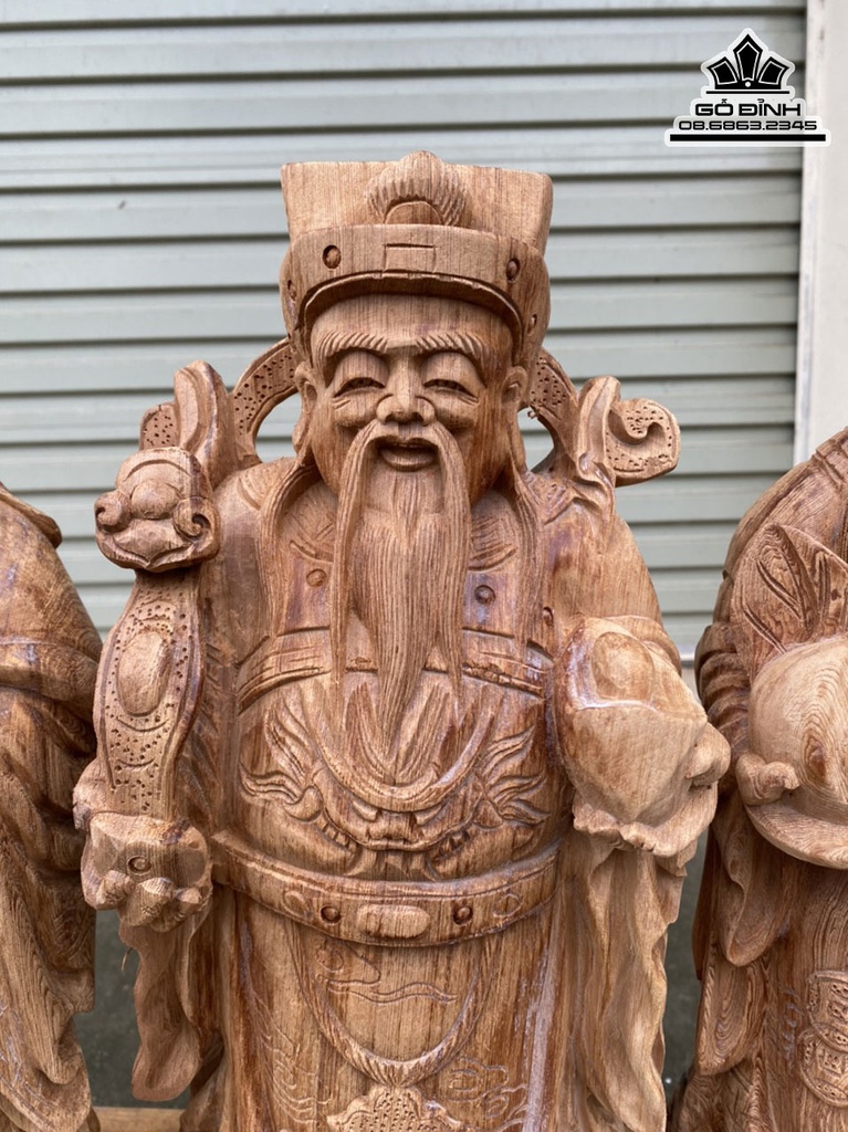 Tượng Phúc Lộc Thọ Gỗ Ngọc Am Cao 48 Ngang 17 Sâu 14 (cm) 3