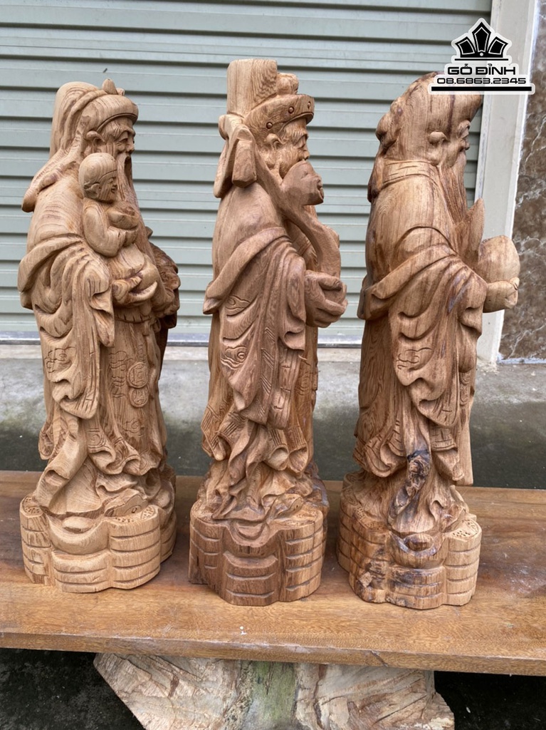 Tượng Phúc Lộc Thọ Gỗ Ngọc Am Cao 48 Ngang 17 Sâu 14 (cm) 5