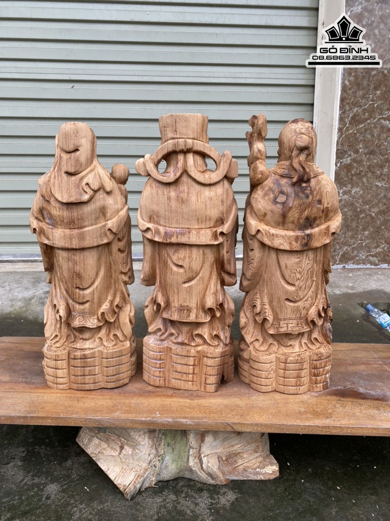 Tượng Phúc Lộc Thọ Gỗ Ngọc Am Cao 48 Ngang 17 Sâu 14 (cm)7