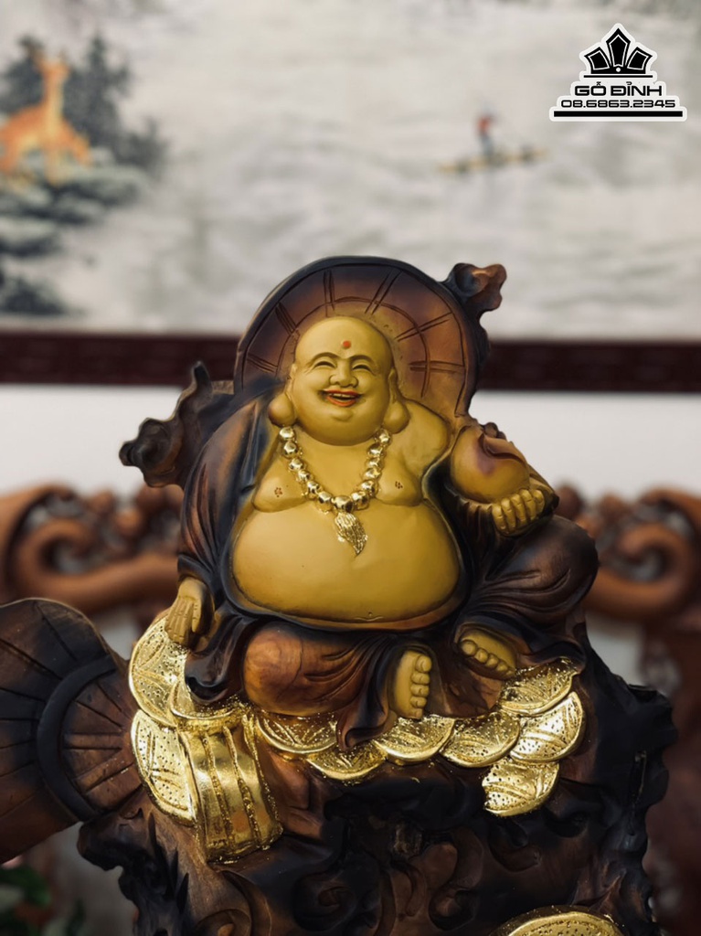 Tượng Phật Di Lặc Gỗ Xá Xị (Gù Hương) Cao 50 Ngang 42 Sâu 15 (cm) 4