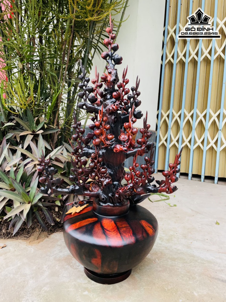 Bình Bông Mai Điểu Gỗ Trắc Cao 80 Ngang 42 Sâu 30 (cm) 2