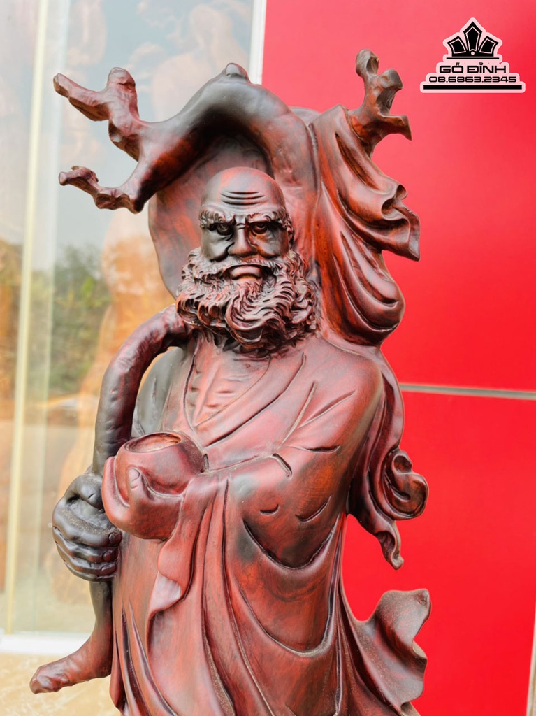 Tượng Đạt Ma Sư Tổ Gỗ Trắc Cao 76 Ngang 45 Sâu 26 (cm) 0