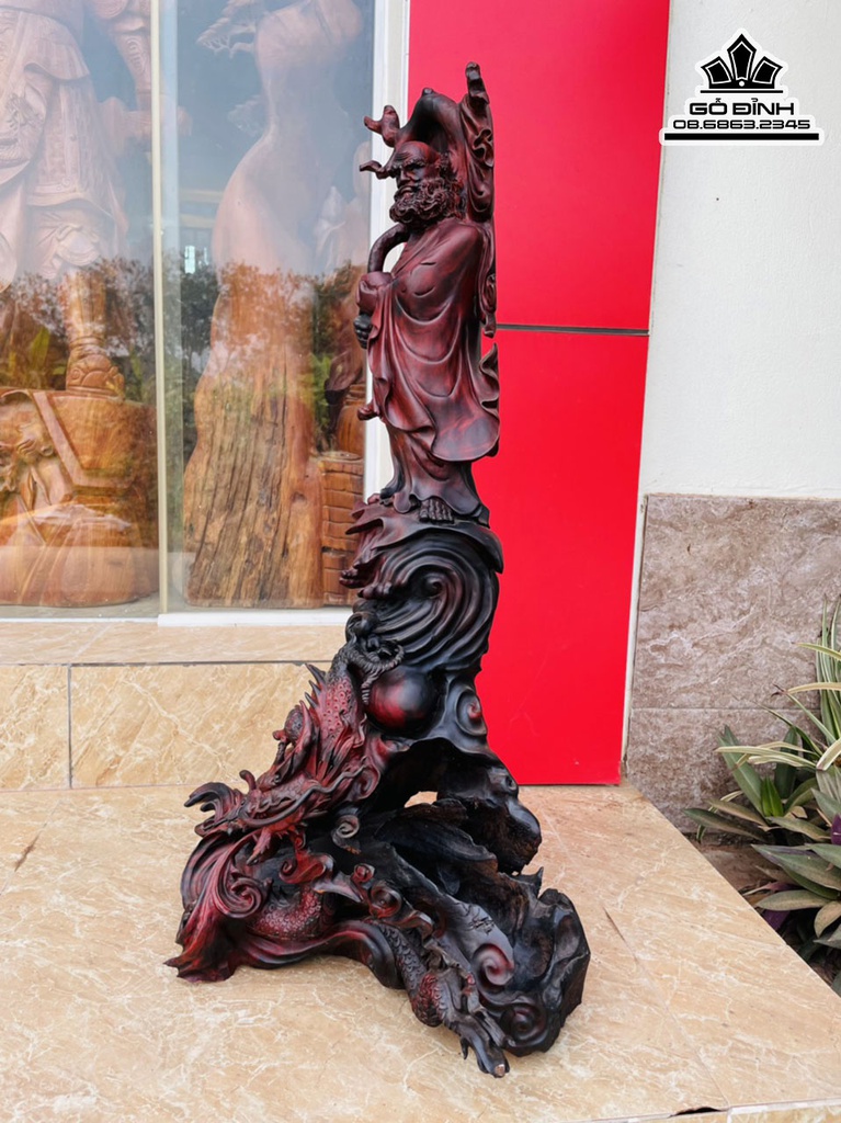 Tượng Đạt Ma Sư Tổ Gỗ Trắc Cao 76 Ngang 45 Sâu 26 (cm) 3