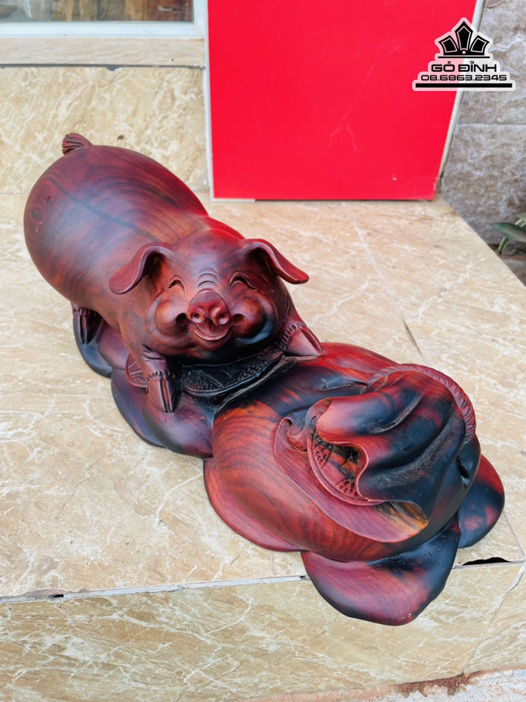 Tượng Heo Gỗ Trắc Cao 17 Ngang 40 Sâu 16 (cm) 0