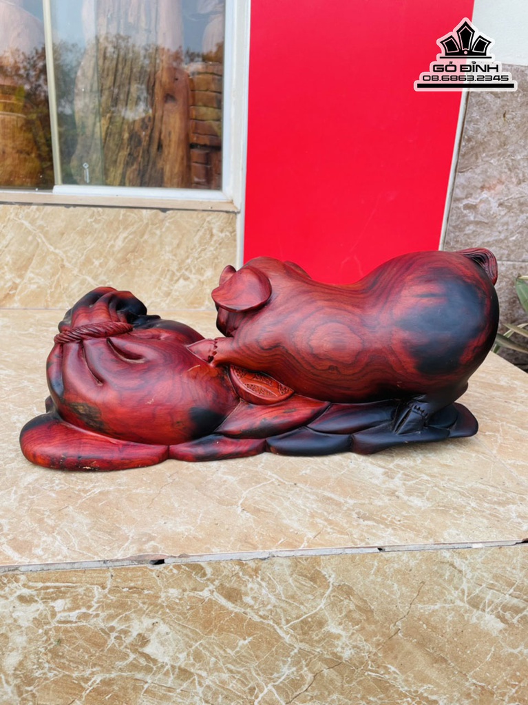 Tượng Heo Gỗ Trắc Cao 17 Ngang 40 Sâu 16 (cm) 2