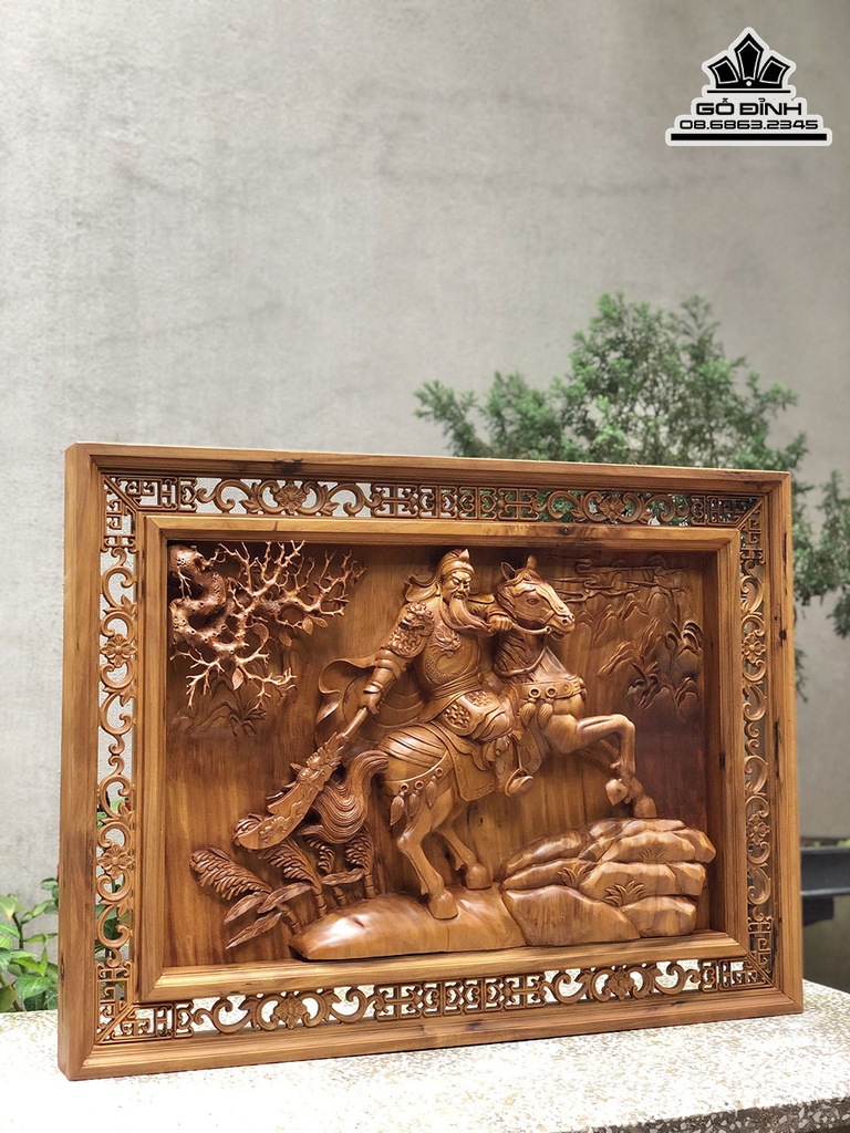 Tranh Gỗ Tranh Quan Công Gỗ Bách Xanh Cao 67 Ngang 90 Sâu 10 (cm) 1