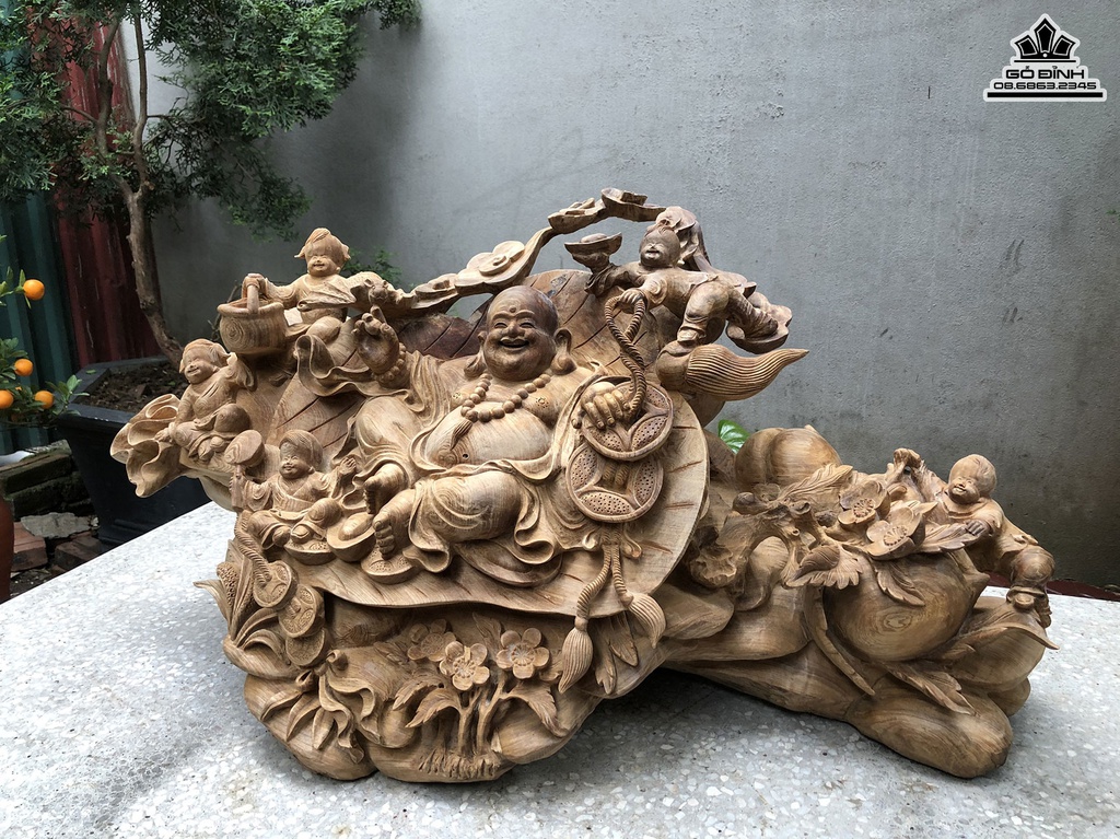 Tượng Phật Di Lặc Gỗ Ngọc Am Cao 45 Ngang 85 Sâu 40 (cm) 0