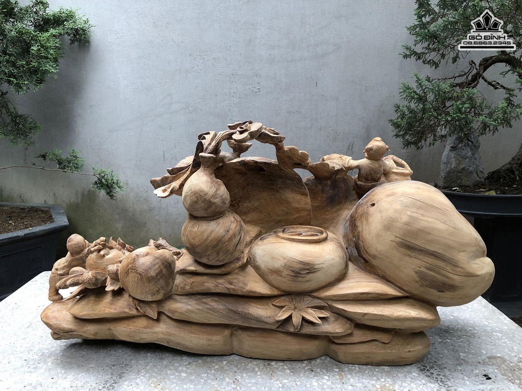 Tượng Phật Di Lặc Gỗ Ngọc Am Cao 45 Ngang 85 Sâu 40 (cm)3