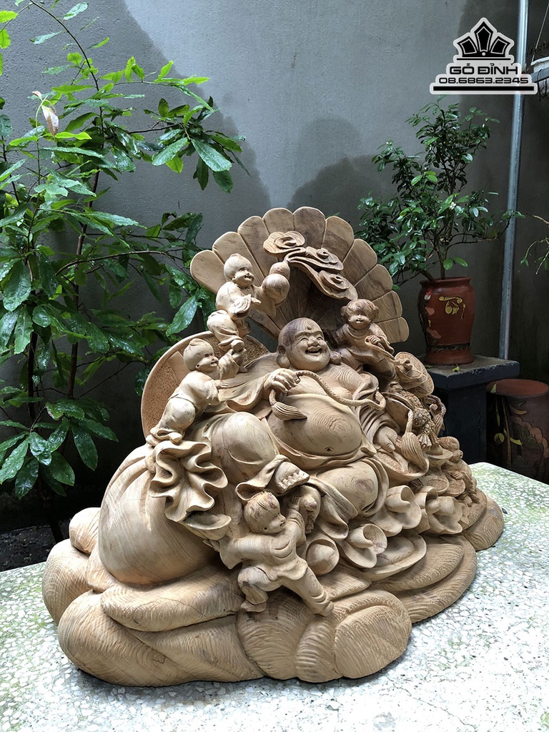 Tượng Phật Di Lặc Gỗ Ngọc Am Cao 48 Ngang 68 Sâu 28 (cm) 0