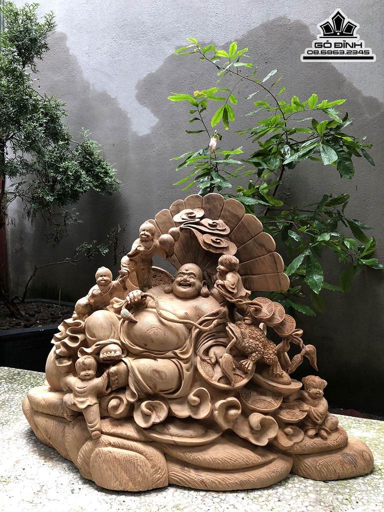 Tượng Phật Di Lặc Gỗ Ngọc Am Cao 48 Ngang 68 Sâu 28 (cm) 1