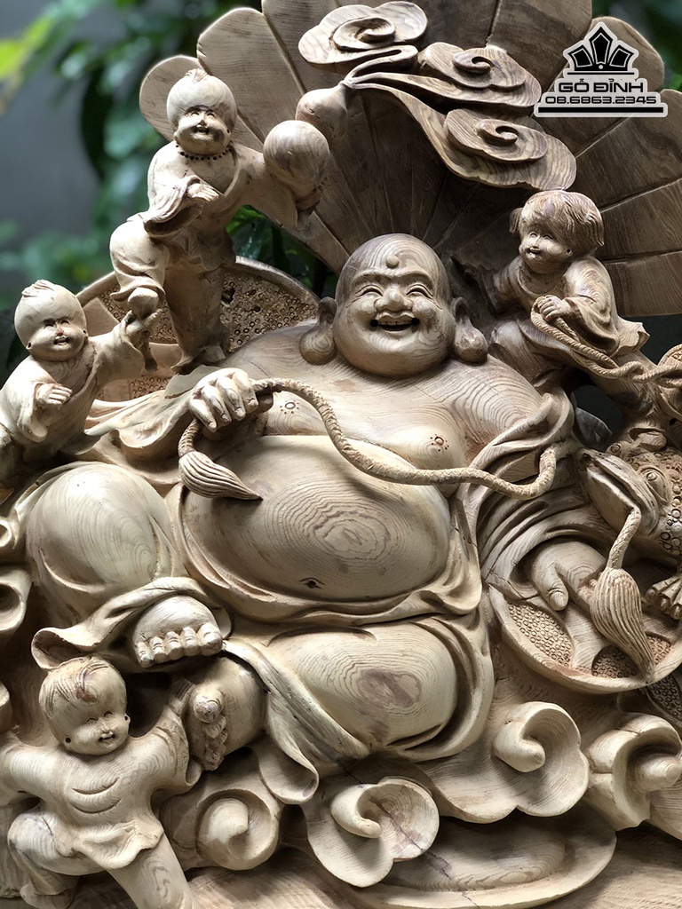 Tượng Phật Di Lặc Gỗ Ngọc Am Cao 48 Ngang 68 Sâu 28 (cm) 2