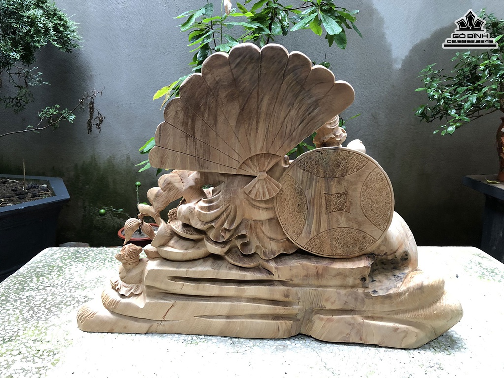 Tượng Phật Di Lặc Gỗ Ngọc Am Cao 48 Ngang 68 Sâu 28 (cm) 3