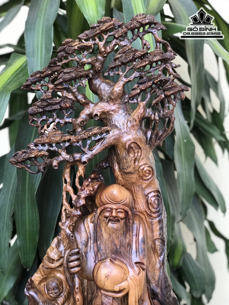 Tượng Ông Thọ Gỗ Bách Xanh Cao 77 Ngang 33 Sâu 20 (cm) 1