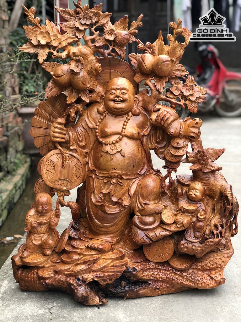 Tượng Phật Di Lặc Gỗ Hương Cao 92 Ngang 70 Sâu 38 (cm) 1