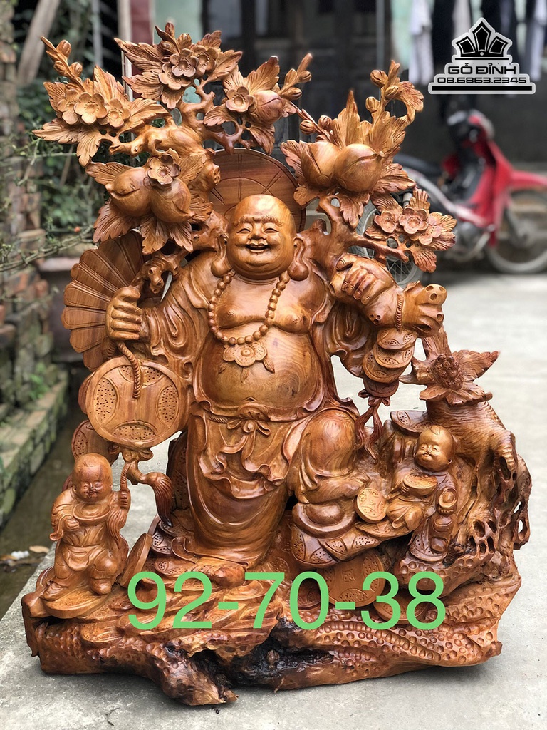 Tượng Phật Di Lặc Gỗ Hương Cao 92 Ngang 70 Sâu 38 (cm) 3