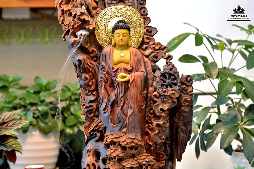 Tượng Nhất Tâm Bái Phật Gỗ Bách Xanh Cao 72 Ngang 28 Sâu 20 (cm)