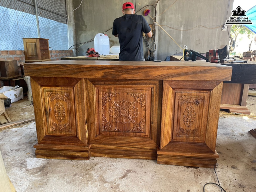 Bàn Làm Việc Gỗ Lim Mặt  Dài 160 Rộng 69 Dày 10 (cm) 0