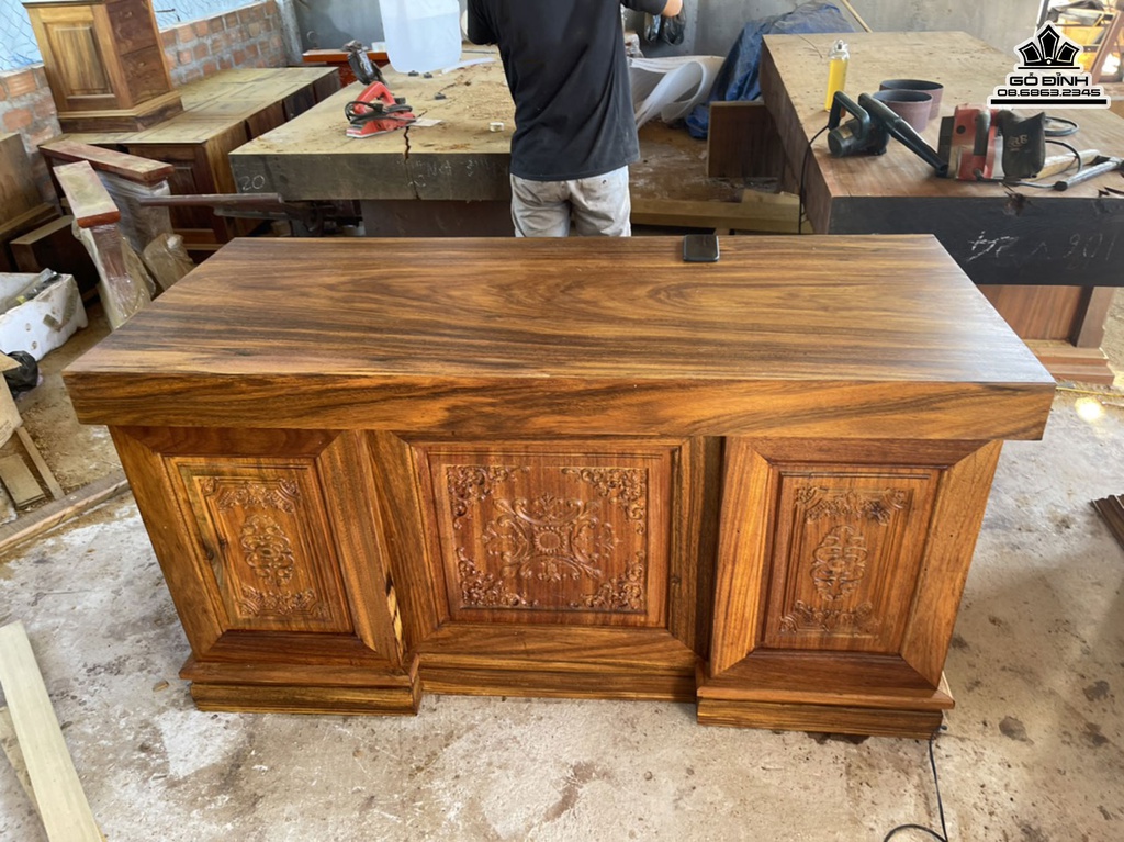 Bàn Làm Việc Gỗ Lim Mặt  Dài 160 Rộng 69 Dày 10 (cm)3