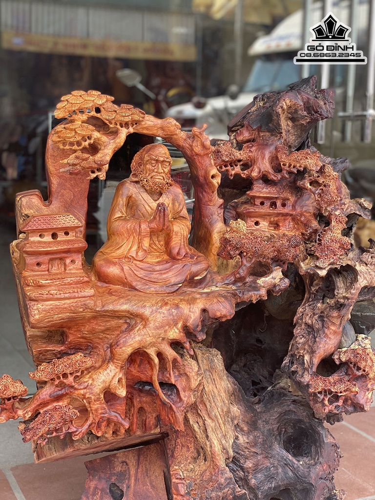 Tượng Đạt Ma Sư Tổ Ngồi Thiền Gỗ Hương Cao 102 Ngang 88 Sâu 56 (cm)4