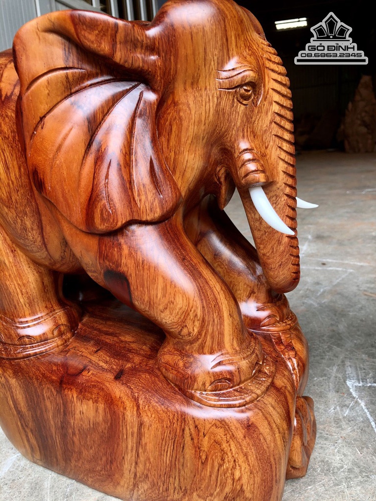 Cặp Voi Gỗ Hương Cao 38 Ngang 30 Sâu 20 (cm)4