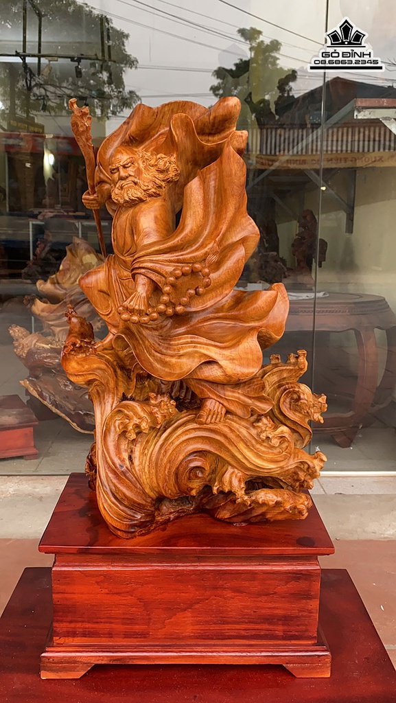 Tượng Đạt Ma Sư Tổ Gỗ Hương Cao 80 Ngang 40 Sâu 25 (cm) 2