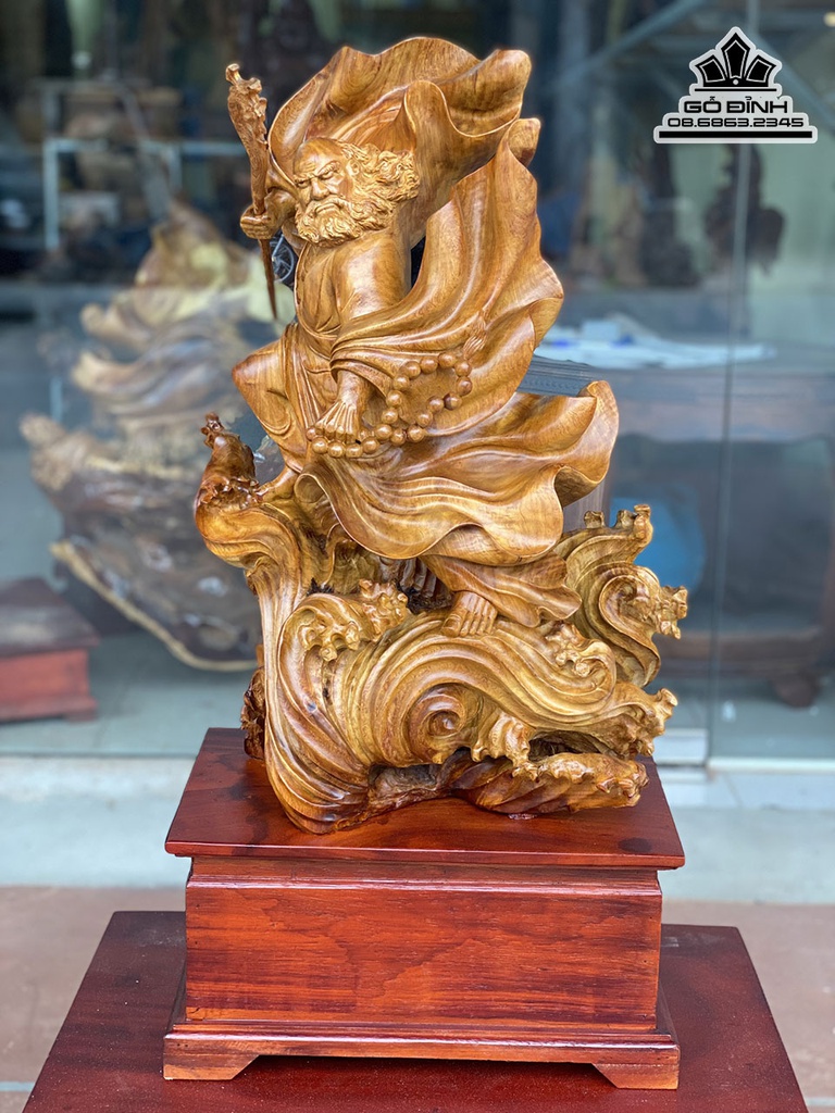 Tượng Đạt Ma Sư Tổ Gỗ Hương Cao 80 Ngang 40 Sâu 25 (cm) 4
