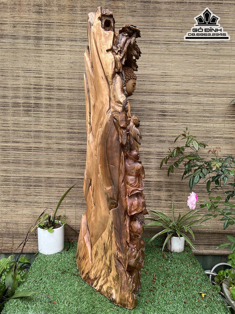 Tượng Nhất Tâm Bái Phật Gỗ Bách Xanh Cao 92 Ngang 39 Sâu 28 (cm)4