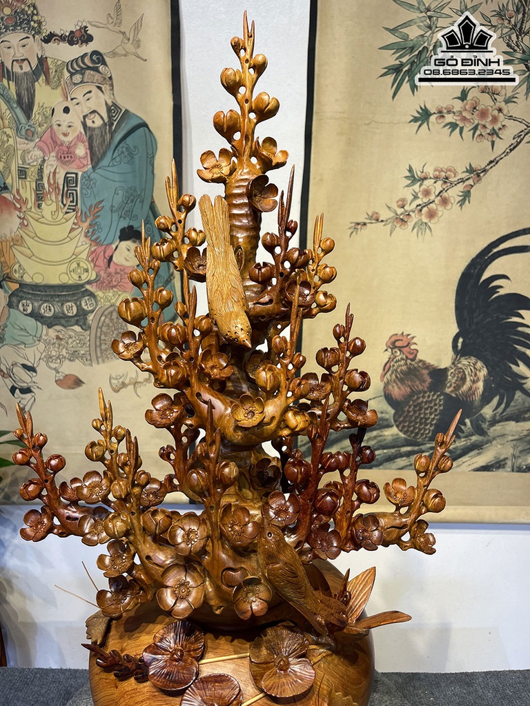 Bình Bông Mai Điểu Gỗ Hương Cao 77 Ngang 43 Sâu 29 n(cm) 3