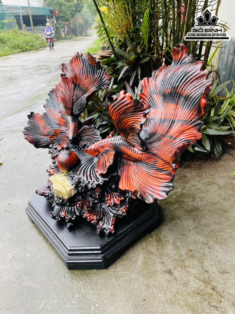 Tượng Cá Xiêm Gỗ Trắc Cao 48 Ngang 75 Sâu 30 (cm) 0